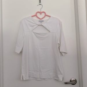 Ganni Cotton Jersey Twist T-Shirt, Bright White, S